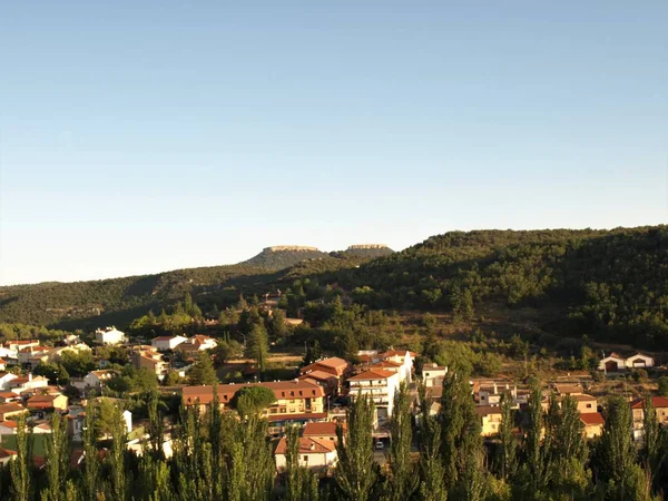 Panoramautsikt Över Staden Trillo Med Sierra Och Popplar Floden Tejo — Stockfoto