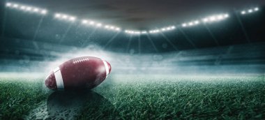 Stadyum sahasında ışıklı ragbi topu