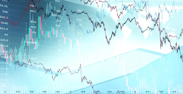 Börsdiagram Med Finansiella Diagram Skärmen Forex Handel Och Investeringar Koncept — Stockfoto