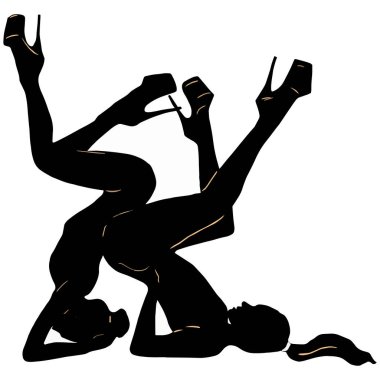     Sütundaki bir kızın vektör illüstrasyonu. Direk dansı. Striptizci, direk dansı. Yazdırma paketleri, kartlar, tasarımcılar, kıyafetler, kulüpler, Poledance stüdyoları, simge, logo
