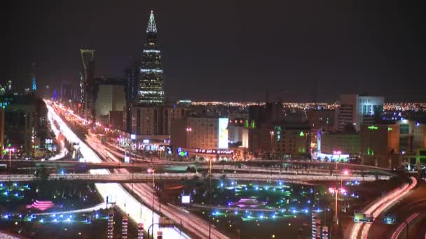 Tid Förflutit Riyadh City Night Riyadh Saudiarabien — Stockvideo
