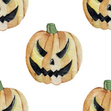 Suluboya ile boyanmış elle çizilmiş desen. Cadılar Bayramı için sevimli resimler. Suluboya halloween koleksiyonu. 