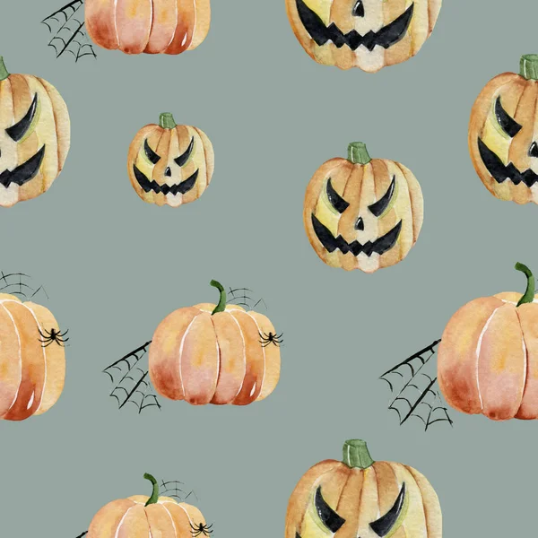 Patrón Dibujado Mano Pintado Acuarela Lindas Ilustraciones Para Halloween Acuarela — Foto de Stock