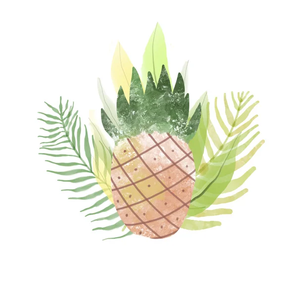 Pineapple Sunrise Aloha tropical island, Hawaii beach sunset illustration. For t-shirt prints, posters and other uses. — Stock Photo, Image