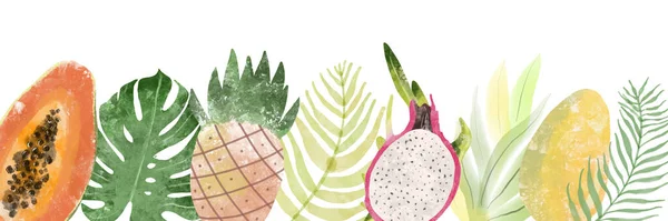 Tropische exotische vruchten collectie. Aquarel fruit set. Tropische Botanische fruitillustratie. — Stockfoto