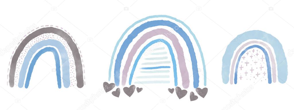 Cute scandinavian nursery rainbow. Hand drawn illustration. Rainbow Rainbow