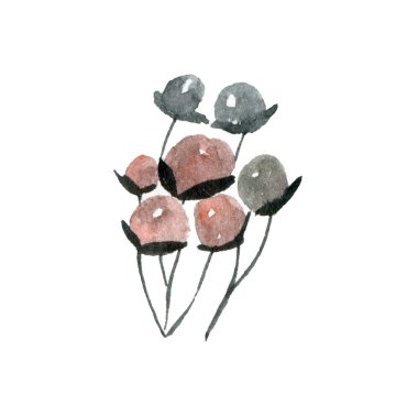 Dallı suluboya desenli rowan üzümü.