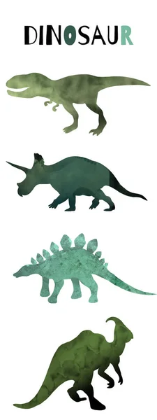Diferente tipo de coleção de conjuntos de ilustrações de dinossauros — Fotografia de Stock