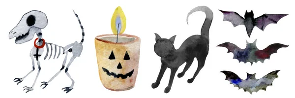 Sammlung von Halloween-Symbolen. — Stockfoto
