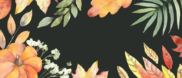 Modello festival autunnale. Luminose foglie autunnali colorate su sfondo bianco orizzontale. — Foto Stock