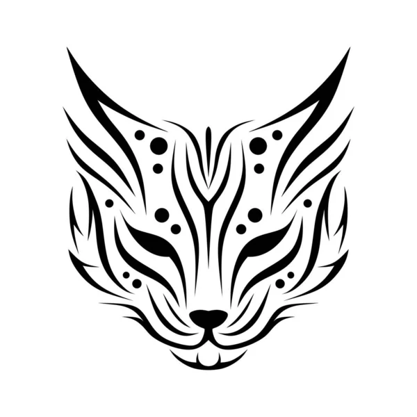 Tribal Animal Head Tatuaże Kotów Lub Rysia — Wektor stockowy