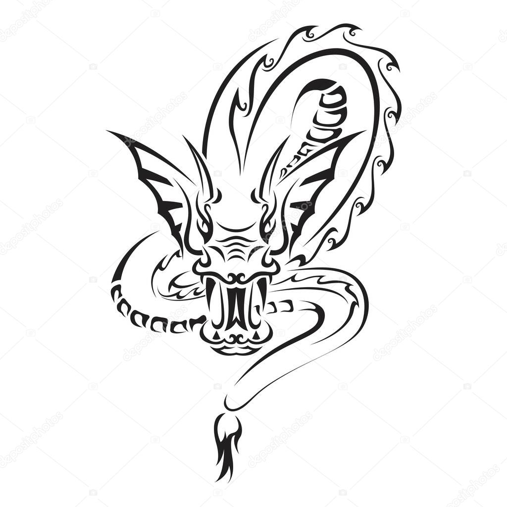 Dragon tribal tattoo drawing