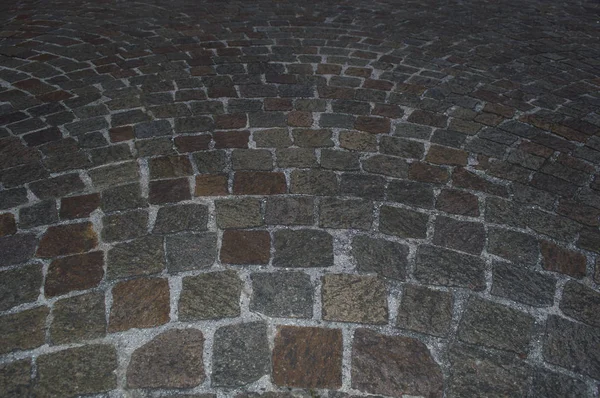 Brown Textured Old Cobblestone Road — Stock Photo, Image