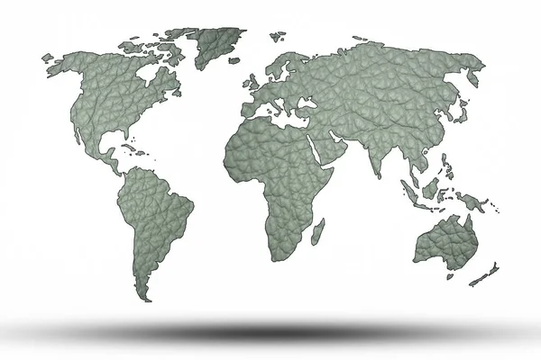 Wereld Kaart Met Lederen Achtergrond — Stockfoto