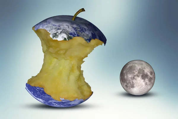 Planète Terre Sous Forme Noyau Pomme — Photo