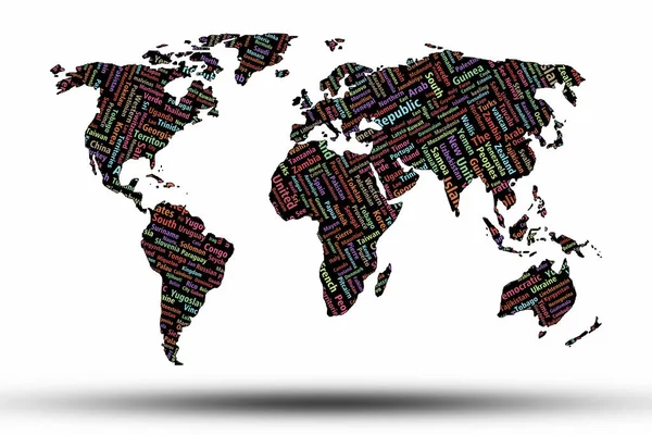 Mappa Del Mondo Con Sfondo Dai Nomi Dei Paesi — Foto Stock
