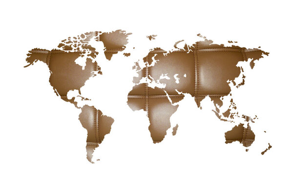 World map with leather background