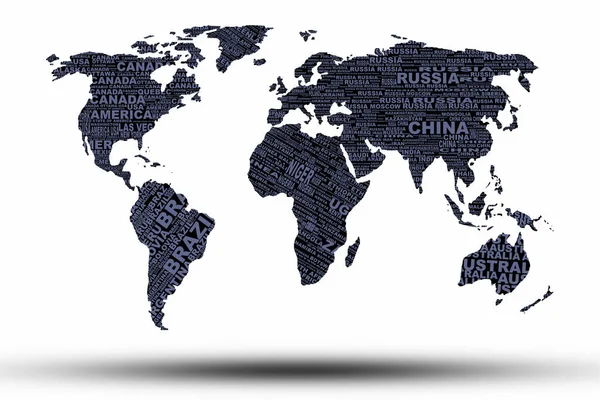 Mapa Del Mundo Con Antecedentes Nombres Países — Foto de Stock