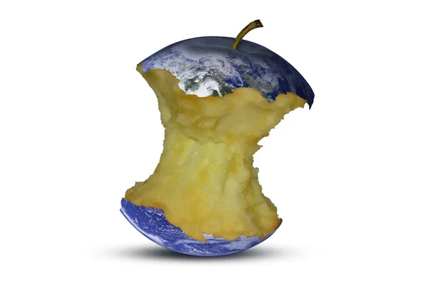 Planète Terre Sous Forme Noyau Pomme — Photo