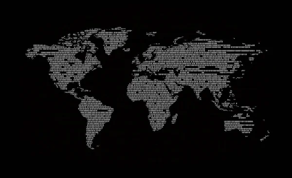 バイナリ コードの背景の世界地図 — ストック写真