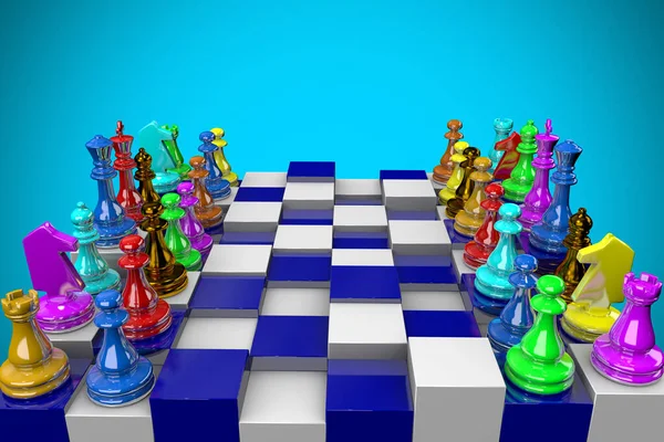 Иллюстрация Шахматные Фигуры Разноцветные Яркие — стоковое фото