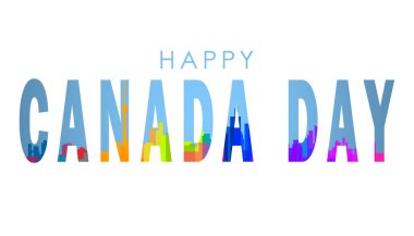 Ulusal bayrağın renkleriyle Mutlu Kanada Günü yazılıydı. Kanada bayram konsepti.