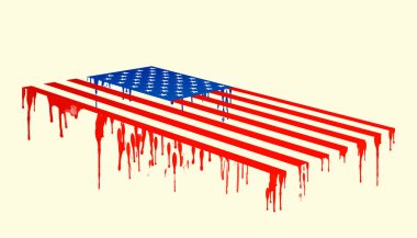 Beyaz arka planda boya damlaları olan Amerikan bayrağı.
