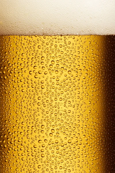 Consistenza Della Birra Versata Bicchiere Con Schiuma Bolle — Foto Stock