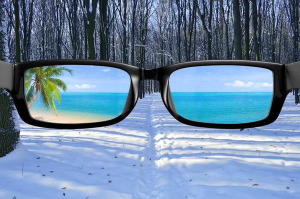 View Glasses Horizon Sea — Stock Photo, Image