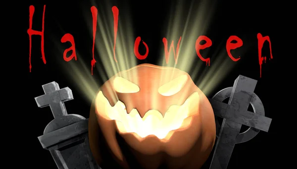 Ilustracja Halloween Motyw Wakacyjny Przerażającą Dynią — Zdjęcie stockowe