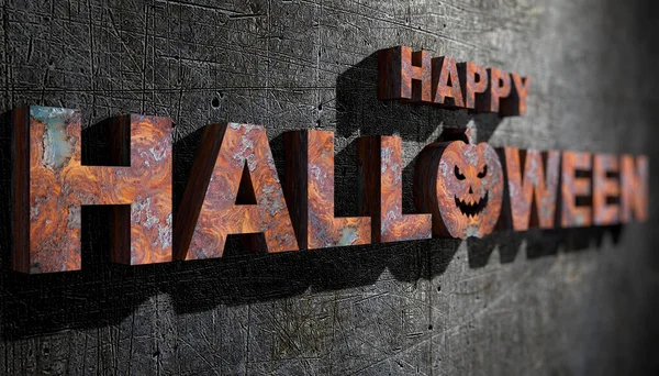 Ilustração Palavra Halloween Feita Metal Enferrujado — Fotografia de Stock