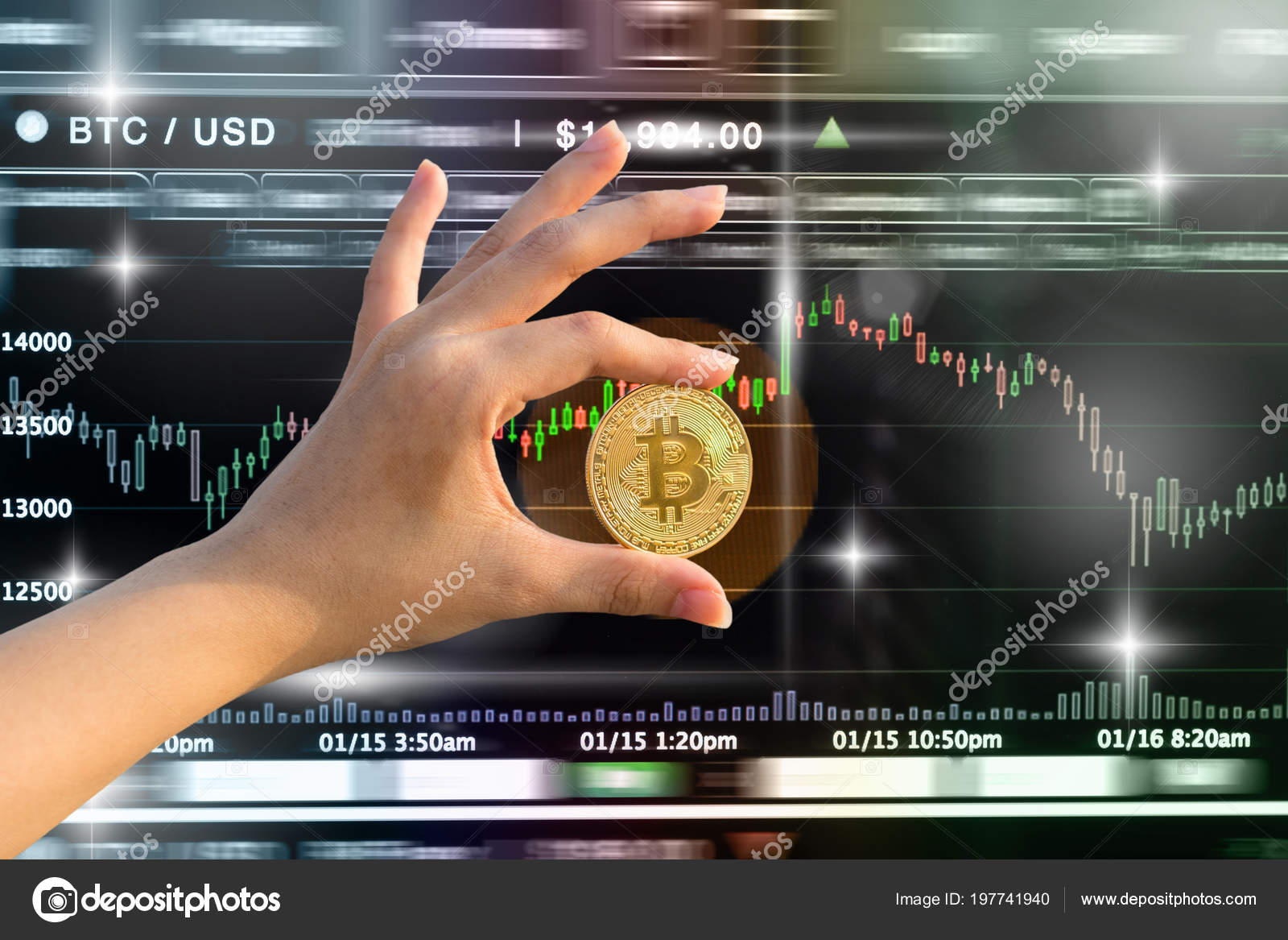 Closeup Hand Holding Bitcoin Cryptocurrency Trading Screen Bitcoin Exchange  Screen — Stock Editorial Photo © Tzido #197741940