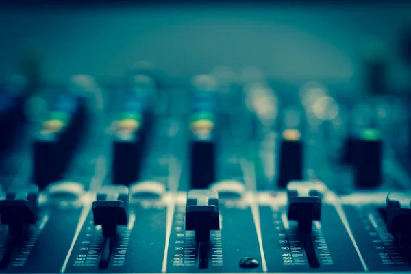 Closeup Some Part Audio Mixer Vintage Film Style Music Equipment — Stock Photo, Image