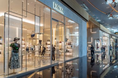 BANGKOK, THAILAND - NOVEMBER 2018 : Dior Shop in IconSiam department store which have many shopping store on November 14, 2018 at bangkok, Thailand. Iconsiam already open November 9, 2018 clipart