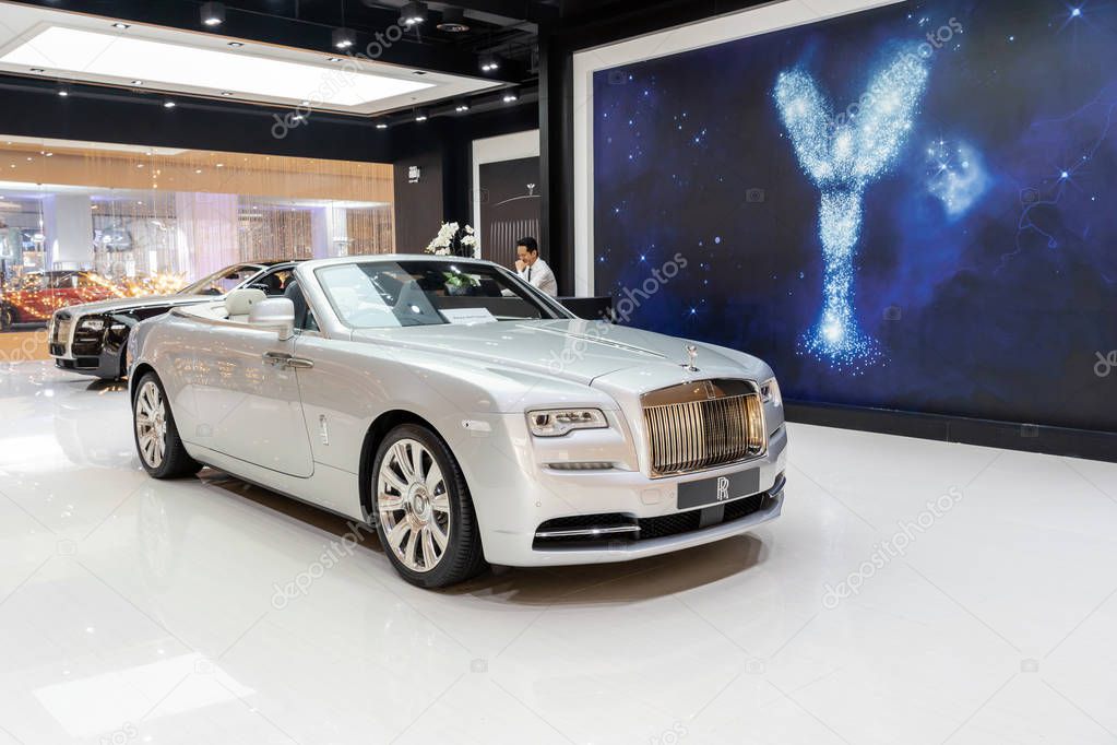 BANGKOK, THAILAND - NOVEMBER 2018 : Rolls-Royce Flagship Showroom in IconSiam department store on November 14, 2018 at bangkok, Thailand. Iconsiam already open November 9, 2018