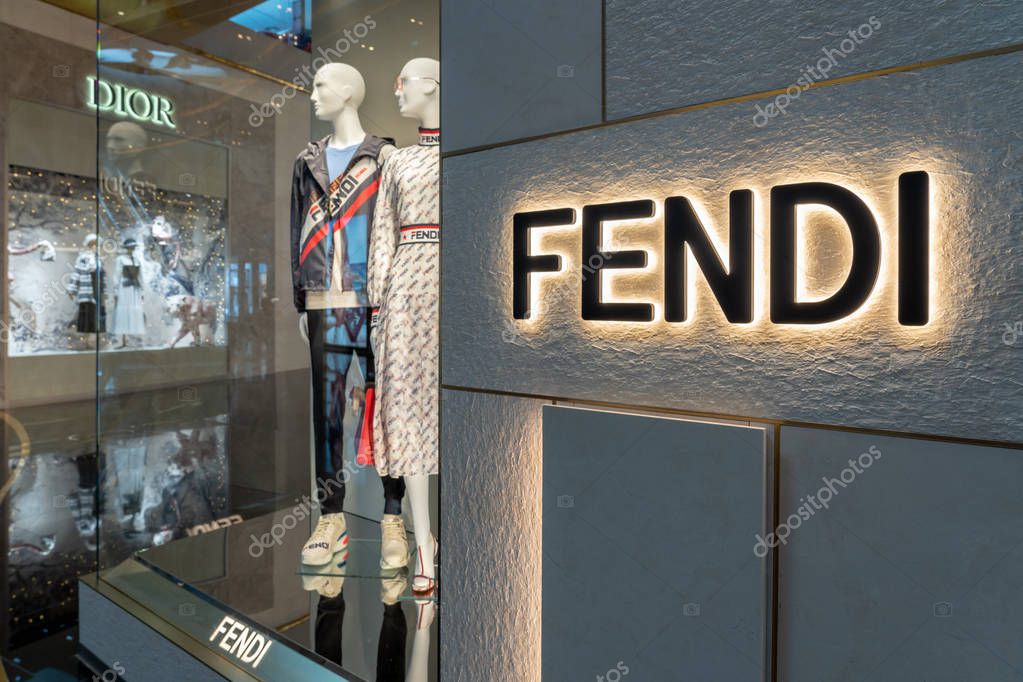 BANGKOK, THAILAND - NOVEMBER 2018 : Fendi concept Store which can see dior shop in IconSiam department store on November 14, 2018 at bangkok, Thailand. Iconsiam already open November 9, 2018