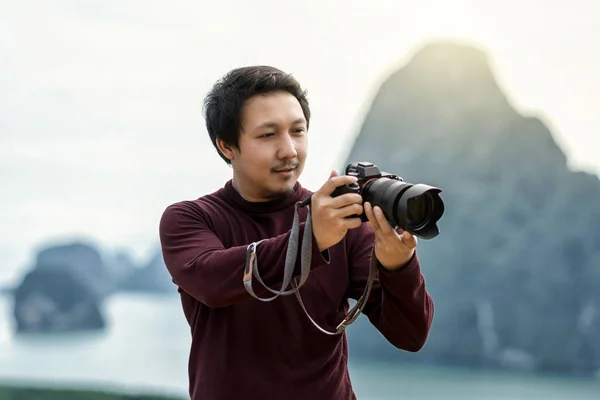 Portrétní Fotograf Nebo Turistické Fantastickou Krajinu Samed Nang Chee Pohledu — Stock fotografie