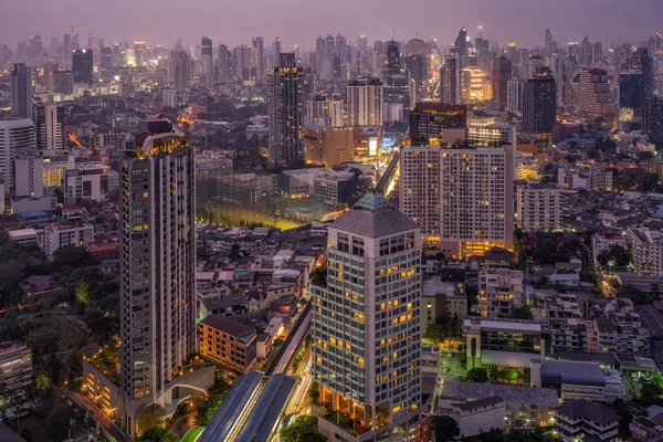 Twilight Saat Tayland Bangkok Cityscape Modern Binasında — Stok fotoğraf