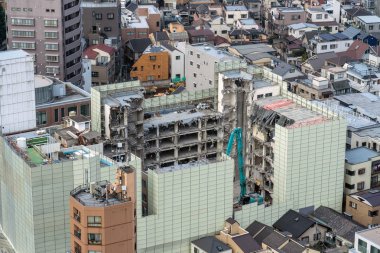 Detroyed bina arasında Tokyo Cityscape bunkyo toplumsal tover, Japonya, Shinjuku bina cityscape.