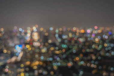 Soyut fotoğraf bangkok cityscape bokeh alacakaranlık zaman, arka plan kavramı bulanık.