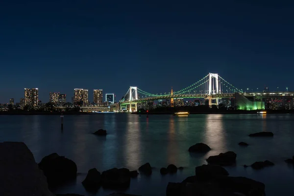 Scène Van Tokyo Regenboogbrug Destijds Twilight Odaiba Japan — Stockfoto