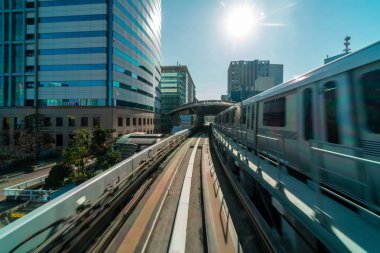 Yurikamome Monorail Sahnesi'nden Odaiba bölgesine Tokyo mimari binası, Tokyo şehir manzarası, Japonya