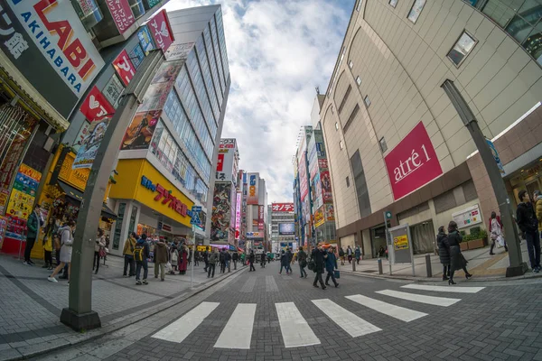 Tokyo Giappone Febbraio 2019 Pedoni Affollano Persone Indefinite Che Camminano — Foto Stock