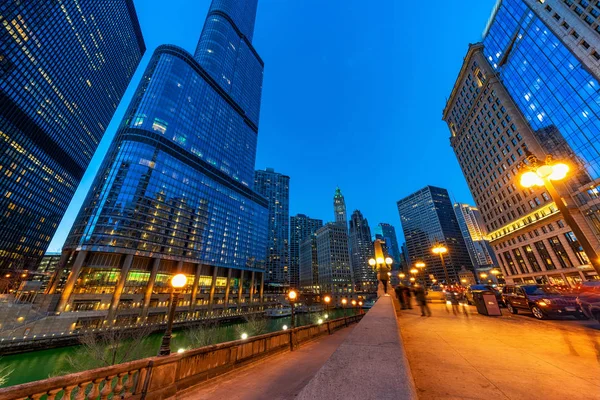 Chicago Riverwalk Gród Stronie Rzeki Usa Panoramę Miasta Architektura Budynek — Zdjęcie stockowe