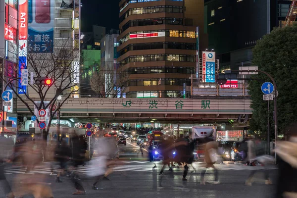 Tokyo Japan Feb 2019 Undefinierte Fussgänger Und Autofans Die Über — Stockfoto