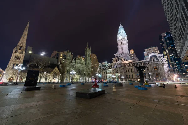 Szene Des Rathauses Von Philadelphia Freimaurertempel Und Bogenstraße Vereinten Methodistische — Stockfoto