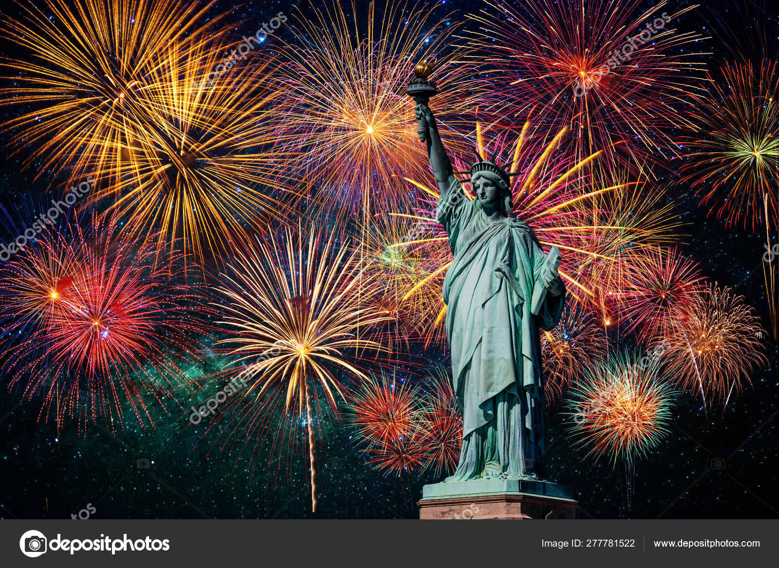4th Of July Fireworks Statue Of Liberty