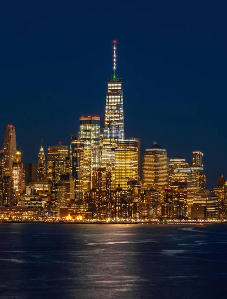 Alacakaranlık Zamanında Bir Dünya Ticaret Merkezi Görebilirsiniz New York Cityscape — Stok fotoğraf