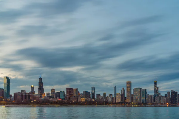 Szene Von Chicago Stadtbild Flussufer Entlang Des Michigansees Bei Schönem — Stockfoto