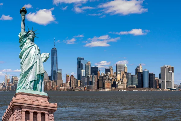 Statua Della Libertà Sulla Scena New York Lato Del Fiume — Foto Stock